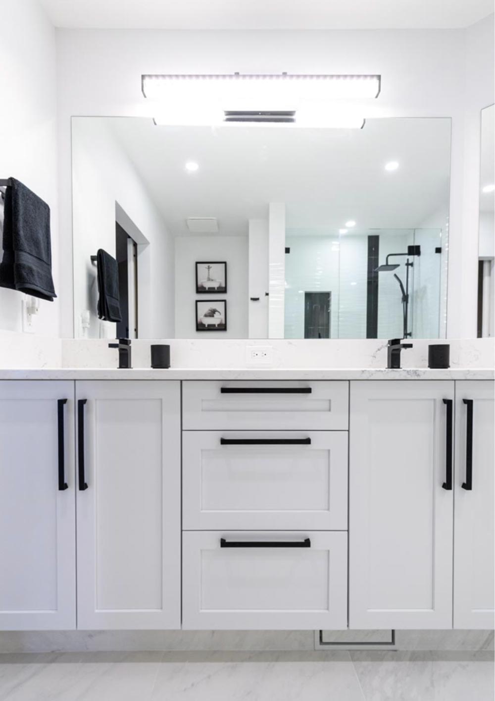 A well-lit bathroom remodel