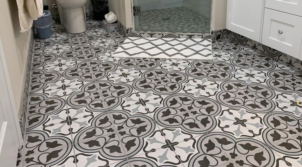 Non-slip tile flooring for a senior bathroom